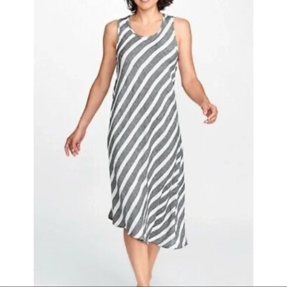 Flax | Dresses | Flax Linen Stripe Asymmetrical Midi Dress | Poshmark